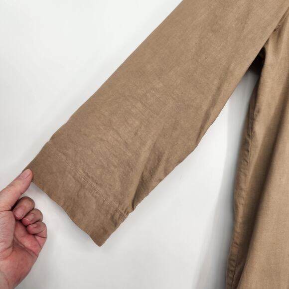 Theory | Helda Linen-Blend Tan Minimalist Tunic Mini Dress Women's 4 - Picture 7 of 9